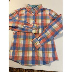 Women's Plaid Button-Up Shirt m Multicolor Cotton Blend Classic Fit